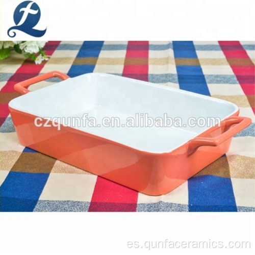 Stoneware de color seguro de horno Bandeja para hornear de cerámica rectangular